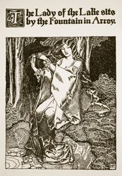 La Dame du Lac assise près de la Fontaine à Arroy, illustration de 
